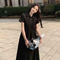 【现货主推】法式风白色连衣裙女夏季2024新款气质收腰衬衫长裙