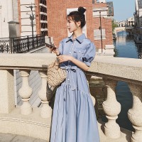 2024浅蓝色连衣裙拉筒设计款甜美韩系199