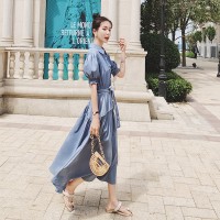 2024浅蓝色连衣裙拉筒设计款甜美韩系199