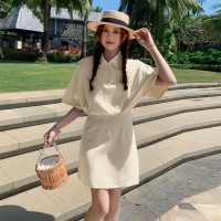 夏装现货买家秀假两件连衣裙学生短袖卫衣裙202A