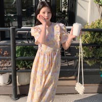 现货2024夏新款可爱甜美碎花娃娃衫清凉一夏连衣裙