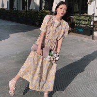 现货2024夏新款可爱甜美碎花娃娃衫清凉一夏连衣裙