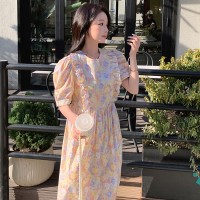 现货2024夏新款可爱甜美碎花娃娃衫清凉一夏连衣裙
