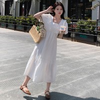 现货2024夏装新款可爱甜美风木耳边清凉一夏连衣裙