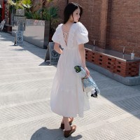 现货2024夏装新款可爱甜美风木耳边清凉一夏连衣裙
