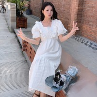 现货2024夏装新款可爱甜美风木耳边清凉一夏连衣裙