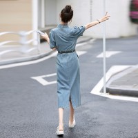 现货《48H发高质》全棉翻领工装休闲牛仔连衣裙