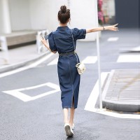 现货《48H发高质》全棉翻领工装休闲牛仔连衣裙