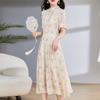 夏装新款时尚显瘦新中式guo风中长款连衣裙