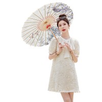 法式亮片雪纺连衣裙女2024夏装新款小个子显高款遮肚子显瘦裙子