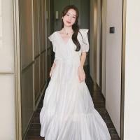 2024蝴蝶木耳边白色仙女连衣裙显瘦199