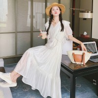 2024蝴蝶木耳边白色仙女连衣裙显瘦199