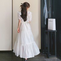 2024蝴蝶木耳边白色仙女连衣裙显瘦199