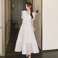 2024蝴蝶木耳边白色仙女连衣裙显瘦199