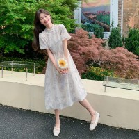 现货新款夏装复古剪花新中式连衣裙浙宝B2楼239