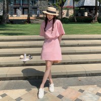 买家秀夏装现货假两件连衣裙减龄短袖卫衣裙202A