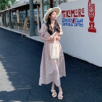2024夏季新款碎花连衣裙褶皱收腰度假长裙207
