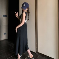现货24夏新款开叉鱼尾连衣裙背带裙207
