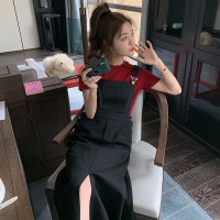 现货24夏新款开叉鱼尾连衣裙背带裙207
