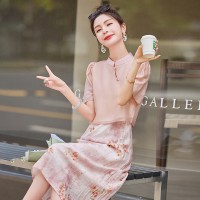 2024年夏季新中式两件套吊带瘦身连衣裙
