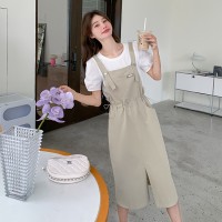 日系背带连衣裙少女夏装2024新款初中高中学生小个子两件套长裙子