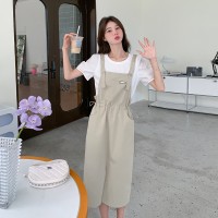 日系背带连衣裙少女夏装2024新款初中高中学生小个子两件套长裙子