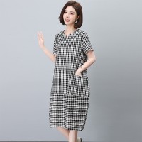 2024年夏季格子连衣裙中长款茧型