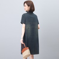 2024年夏季自然腰中长款牛仔连衣裙