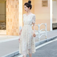 夏装新款气质优雅蝴蝶印花连衣裙