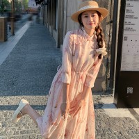 905斜领盘扣腰间抽绳新中式连衣裙