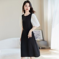 法式显瘦连衣裙女精致气质绝美浪漫复古2024夏装宽松腰黑色裙子