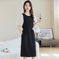 法式显瘦连衣裙女精致气质绝美浪漫复古2024夏装宽松腰黑色裙子