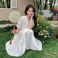 现货2024夏装新款新中式G风长款连衣裙865