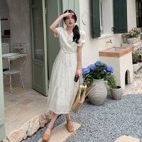 现货2024夏装新款新中式G风长款连衣裙868