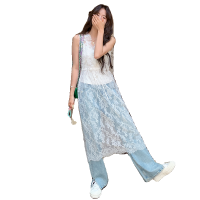 蕾丝吊带透视美背连衣裙155