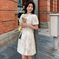 现货2024年夏季新款古典优雅风新中式盘扣系列旗袍连衣裙