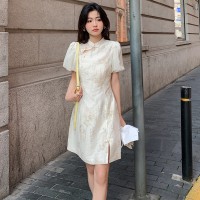 现货2024年夏季新款古典优雅风新中式盘扣系列旗袍连衣裙