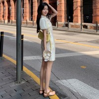 现货2024年夏季新款古典优雅风新中式盘扣系列旗袍连衣裙