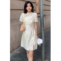 现货2024年夏季新款古典优雅风新中式盘扣系列旗袍连衣裙