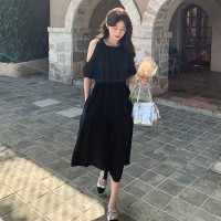 现货夏季新款露肩长款连衣裙6331