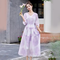 现货夏装时尚潮流气质清新通勒港风设计流行复古抽绳可调节连衣裙