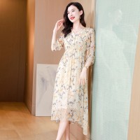 2024年夏季新款气质印花真丝连衣裙