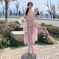 两件套新中式防晒衣短外套印花吊带连衣裙套装155