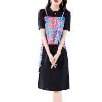 碎花连衣裙女2024年夏季新款小众设计感洋气减龄假两件小个子裙子