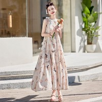 夏装新款时尚花色波西米亚沙滩裙连衣裙长裙