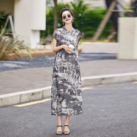 现货，直接来拿2024夏季新改良年轻款中式高级感水墨画连衣裙