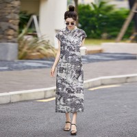 现货，直接来拿2024夏季新改良年轻款中式高级感水墨画连衣裙