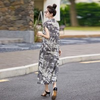 现货，直接来拿2024夏季新改良年轻款中式高级感水墨画连衣裙