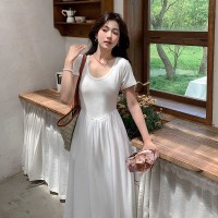 现货简约感假两件T恤连衣裙女收腰显瘦中长裙B馆一楼193