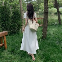 现货简约感假两件T恤连衣裙女收腰显瘦中长裙B馆一楼193